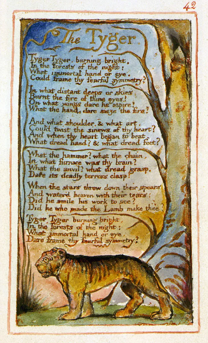 William Blake's illuminated plate for "The Tyger"