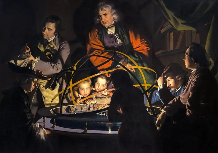 Joseph Wright of Derby's painting of a philosopher lecturing on the orrery, circa 1766