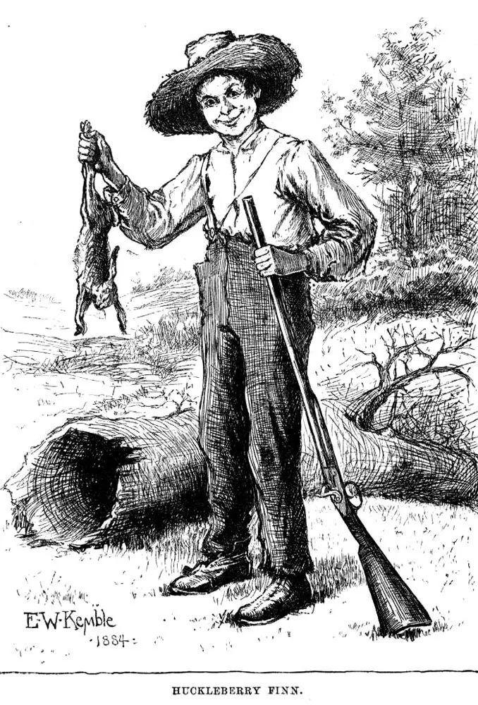 E. W. Kemble's frontispiece of Huck for the 1884 first edition